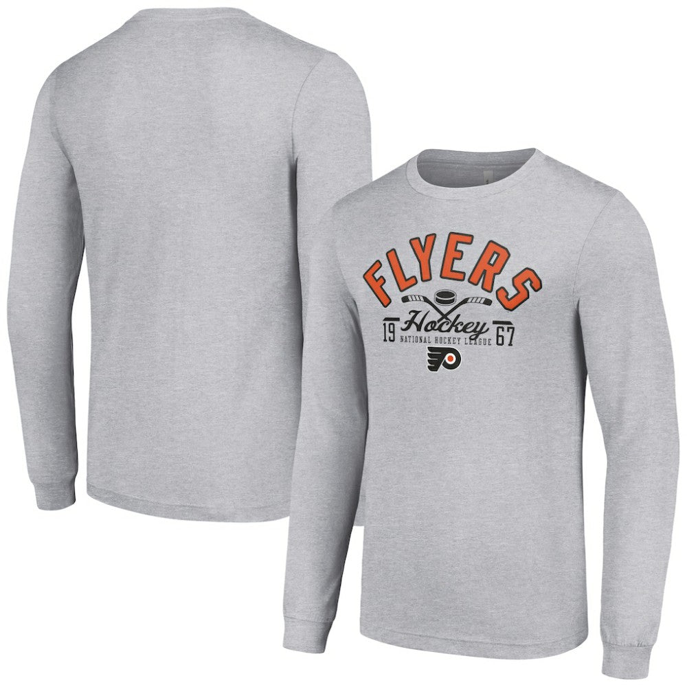 Philadelphia Flyers Starter Puck Long Sleeve T-Shirt Heather Gray