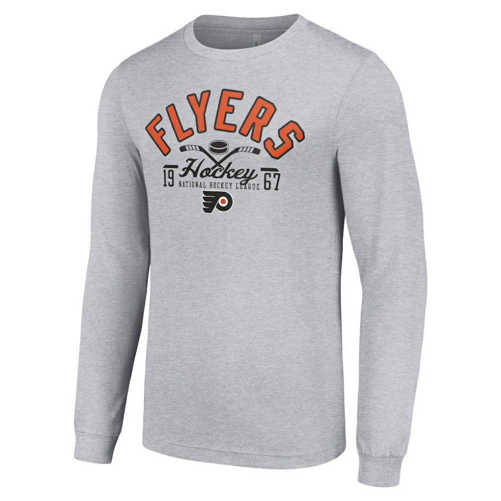 Philadelphia Flyers Starter Puck Long Sleeve T-Shirt Heather Gray