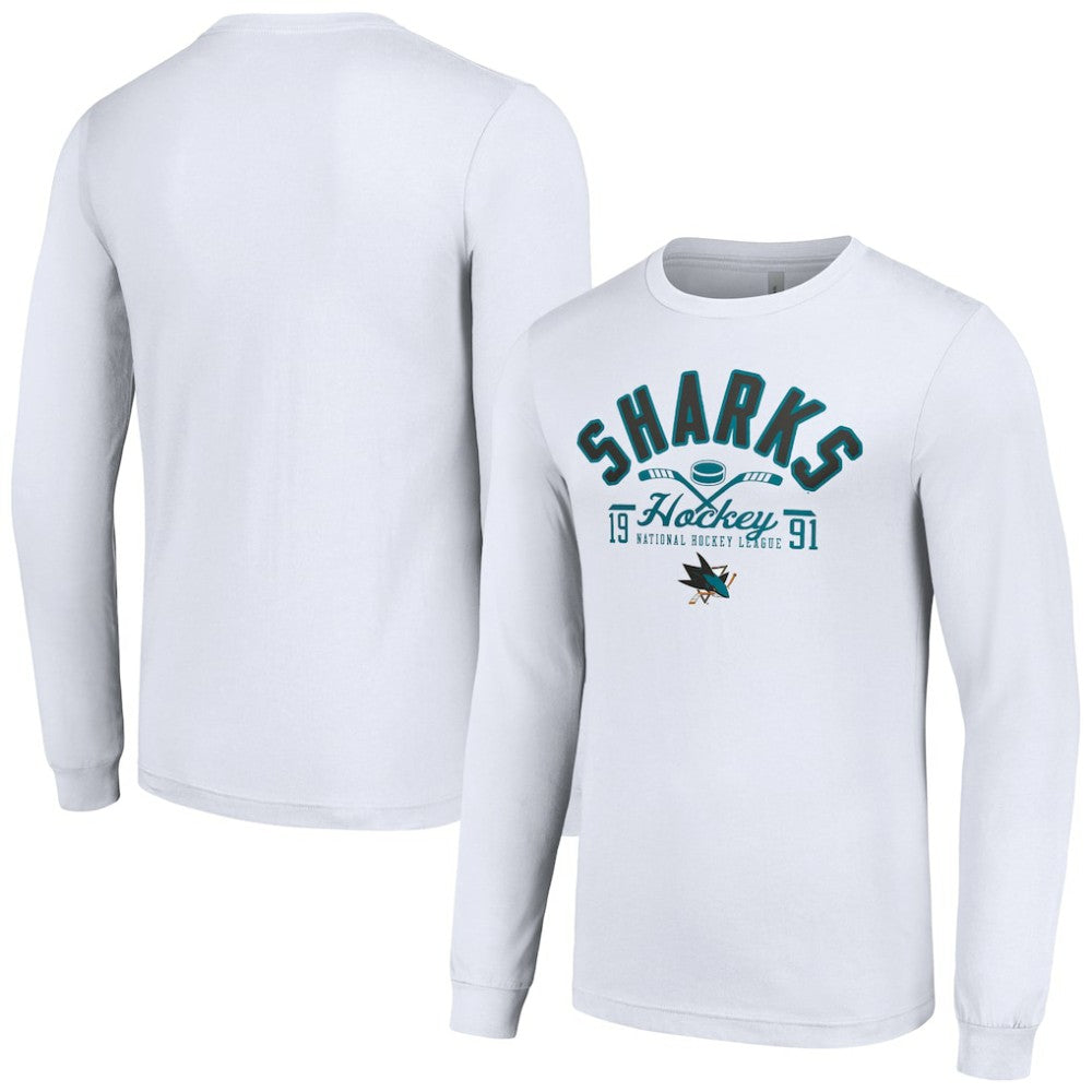 San Jose Sharks Starter Puck Long Sleeve T-Shirt White
