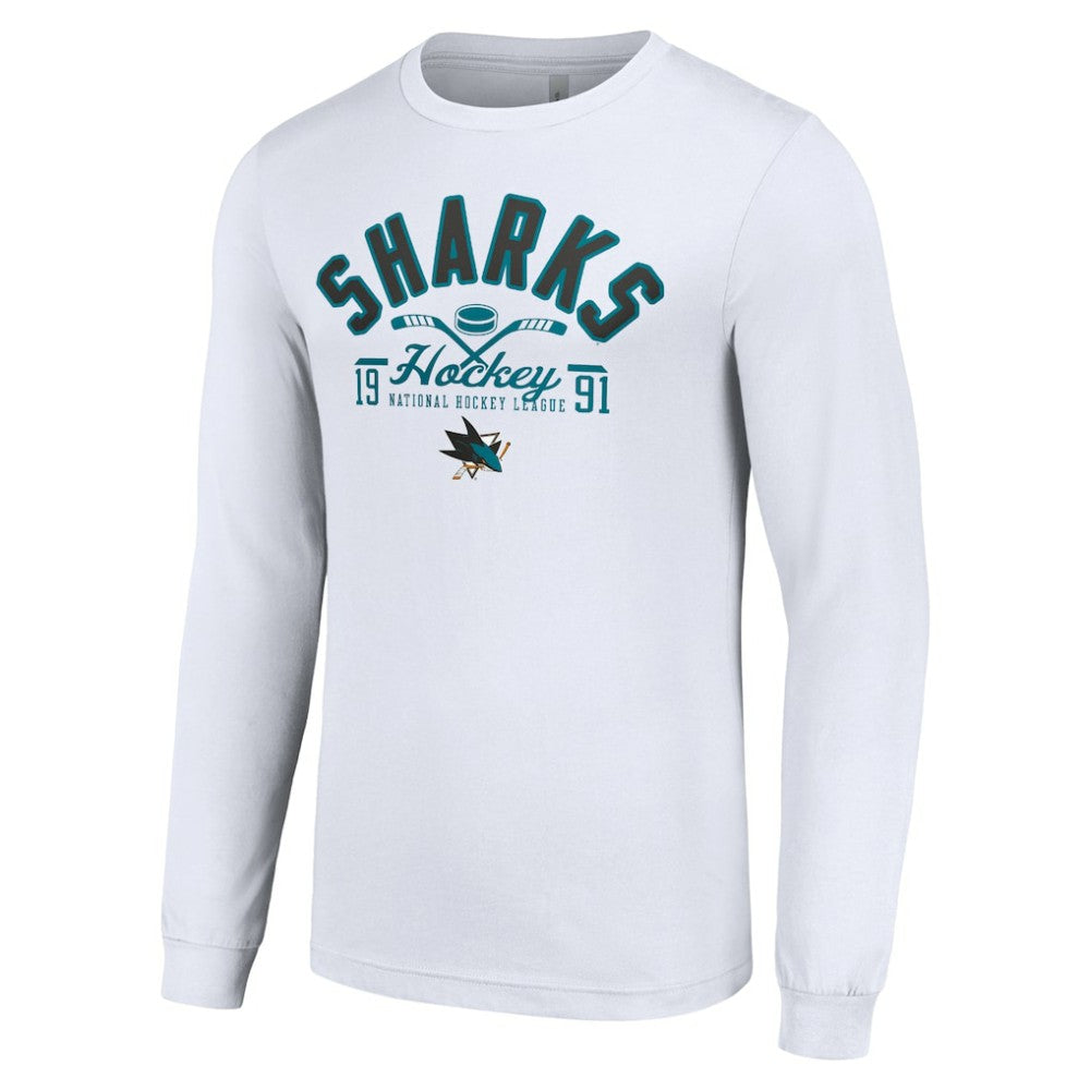 San Jose Sharks Starter Puck Long Sleeve T-Shirt White
