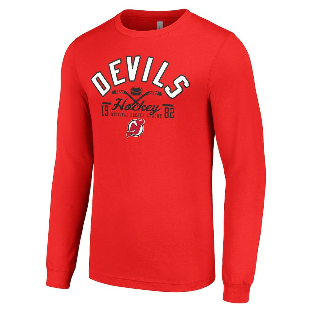 New Jersey Devils Starter Puck Long Sleeve T-Shirt Red