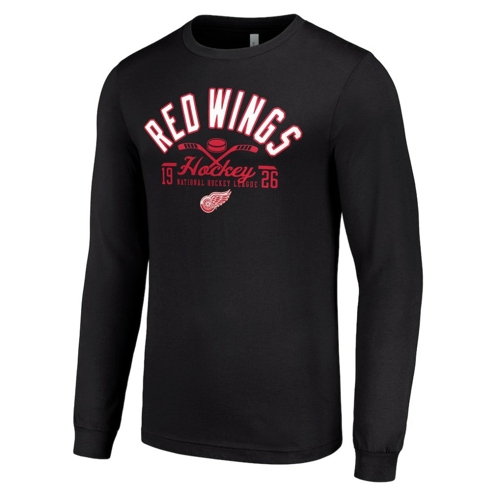 Detroit Red Wings Starter Puck Long Sleeve T-Shirt Black