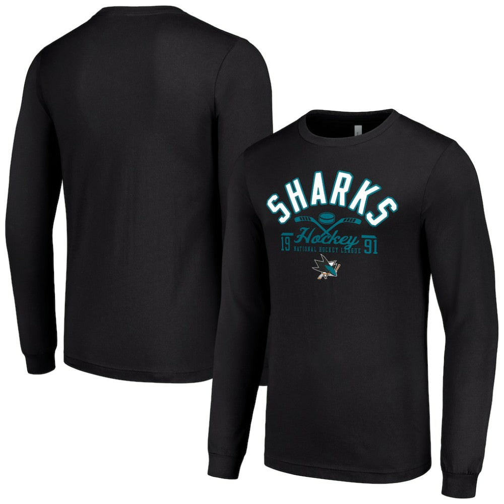 San Jose Sharks Starter Puck Long Sleeve T-Shirt Black