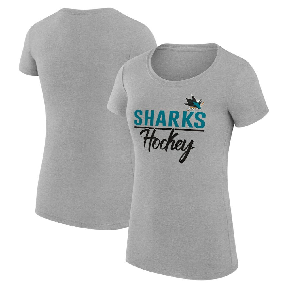 San Jose Sharks G-III 4Her by Carl Banks Women's Super-Slim Fit Lightweight Team Sport T-Shirt Gray
