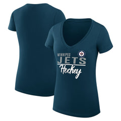 Winnipeg Jets G-III 4Her by Carl Banks Women's Super-Slim Fit Lightweight Graphic T-Shirt Navy