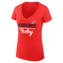 Carolina Hurricanes G-III 4Her by Carl Banks Women's Super-Slim Fit Lightweight Graphic V-Neck T-Shirt Red