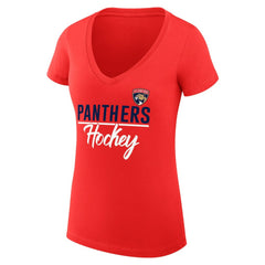 Florida Panthers G-III 4Her by Carl Banks Women's Super-Slim Fit Lightweight Graphic V-Neck T-Shirt Red