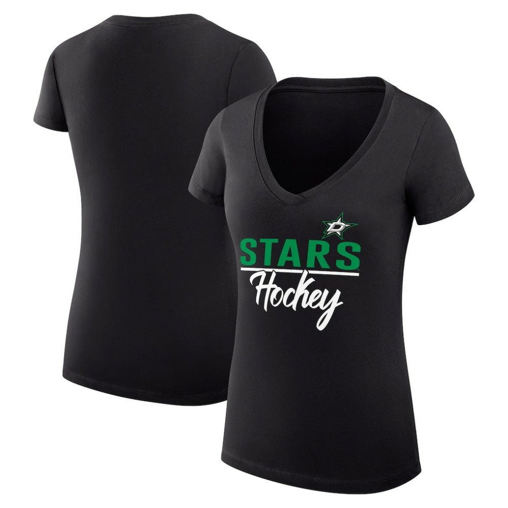 Dallas Stars G-III 4Her by Carl Banks Women's Super-Slim Fit Lightweight Graphic V-Neck T-Shirt Black