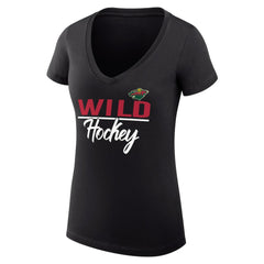 Minnesota Wild G-III 4Her by Carl Banks Women's Super-Slim Fit Lightweight Graphic V-Neck T-Shirt Black