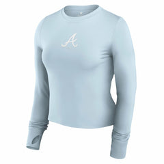Atlanta Braves Women's Studio Fitted Long Sleeve Gym Top  Light Blue