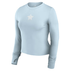 Houston Astros Women's Studio Fitted Long Sleeve Gym Top  Light Blue