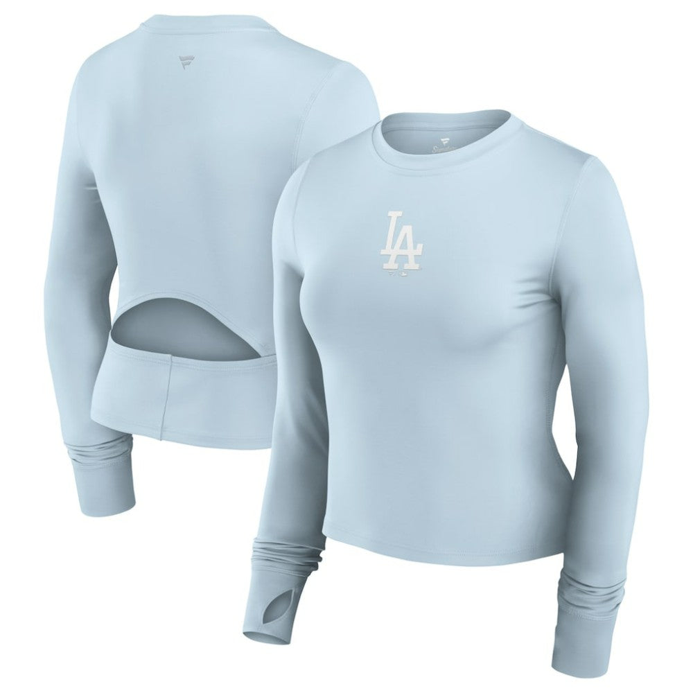 Los Angeles Dodgers Women's Studio Fitted Long Sleeve Gym Top  Light Blue
