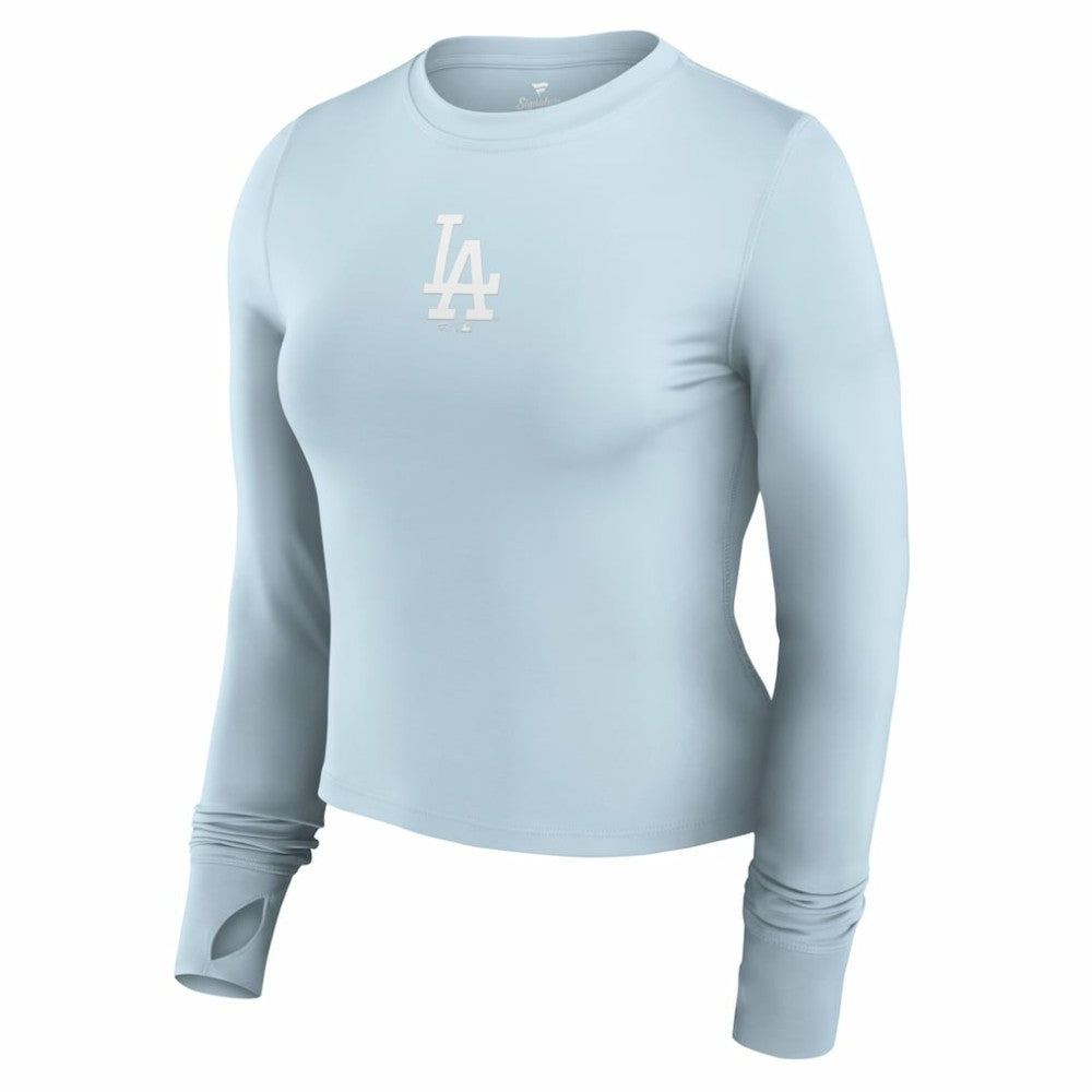 Los Angeles Dodgers Women's Studio Fitted Long Sleeve Gym Top  Light Blue