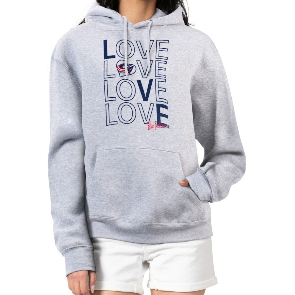 Columbus Blue Jackets G-III 4Her by Carl Banks Women's Hockey Love Fleece Pullover Hoodie Gray