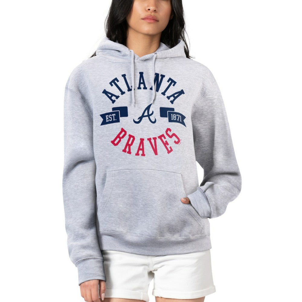 Atlanta Braves G-III 4Her by Carl Banks Women's City Graphic Pullover Hoodie Heather Gray