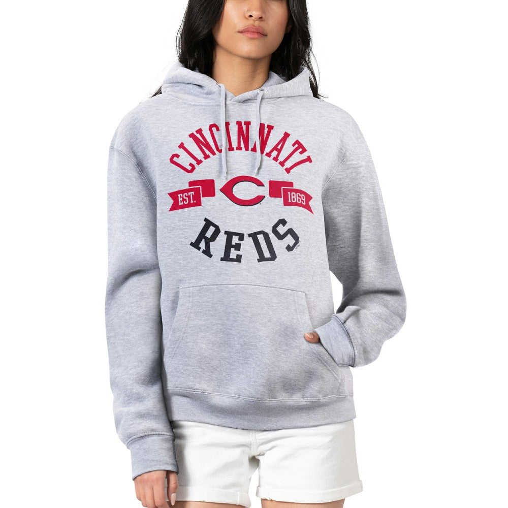 Cincinnati Reds G-III 4Her by Carl Banks Women's City Graphic Pullover Hoodie Heather Gray