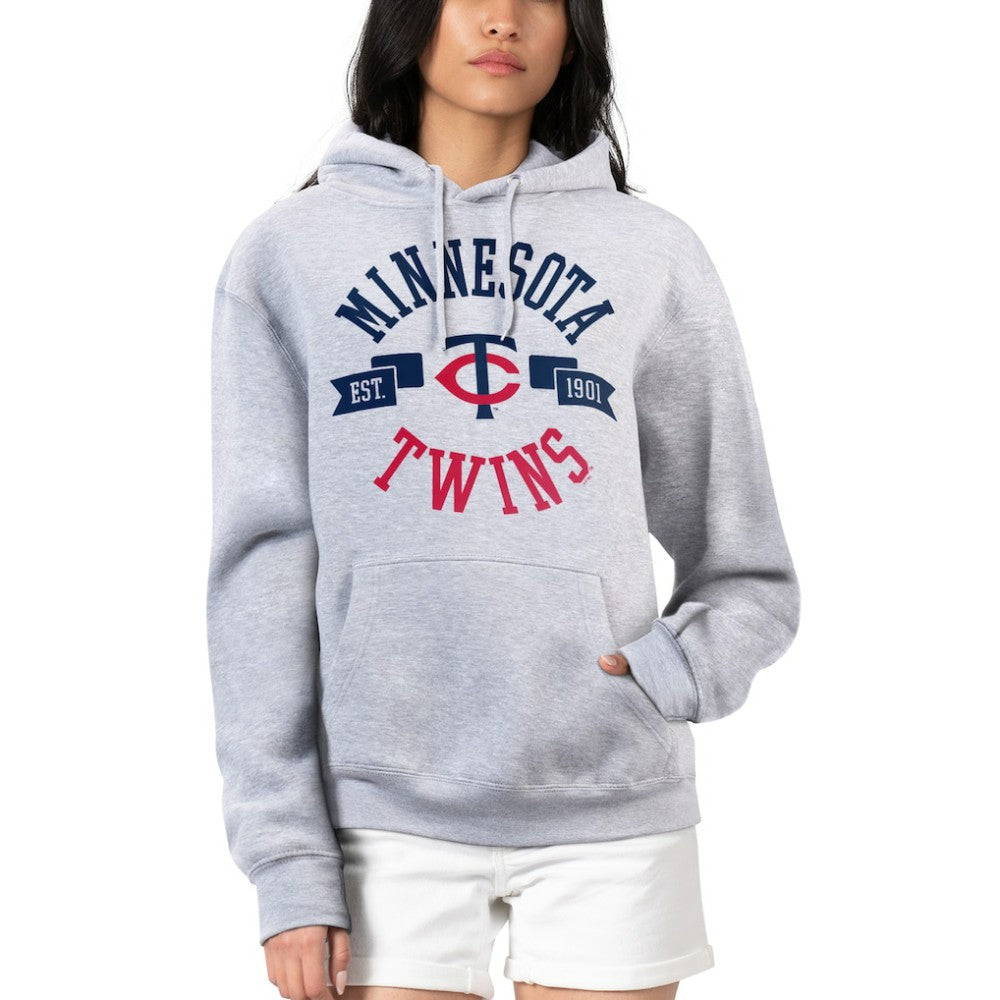 Minnesota Twins G-III 4Her by Carl Banks Women's City Graphic Pullover Hoodie Heather Gray