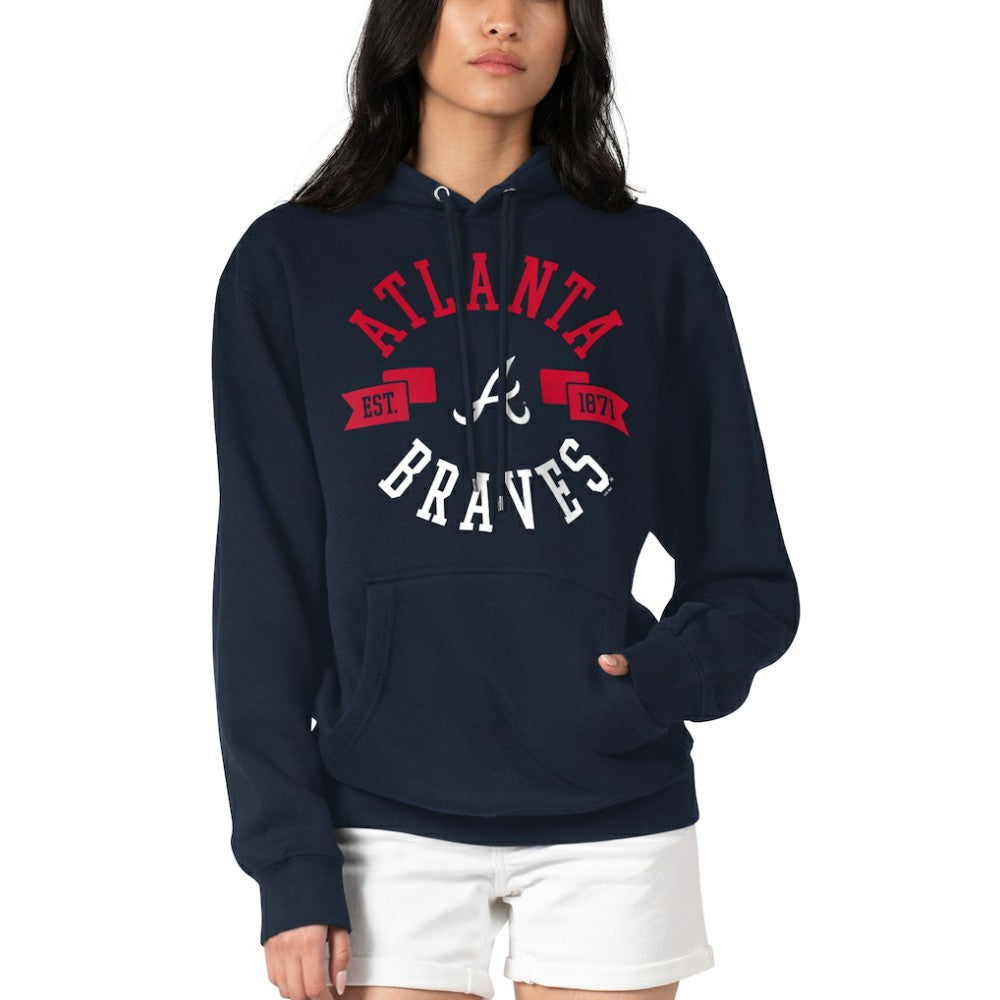 Atlanta Braves G-III 4Her by Carl Banks Women's City Graphic Pullover Hoodie Navy