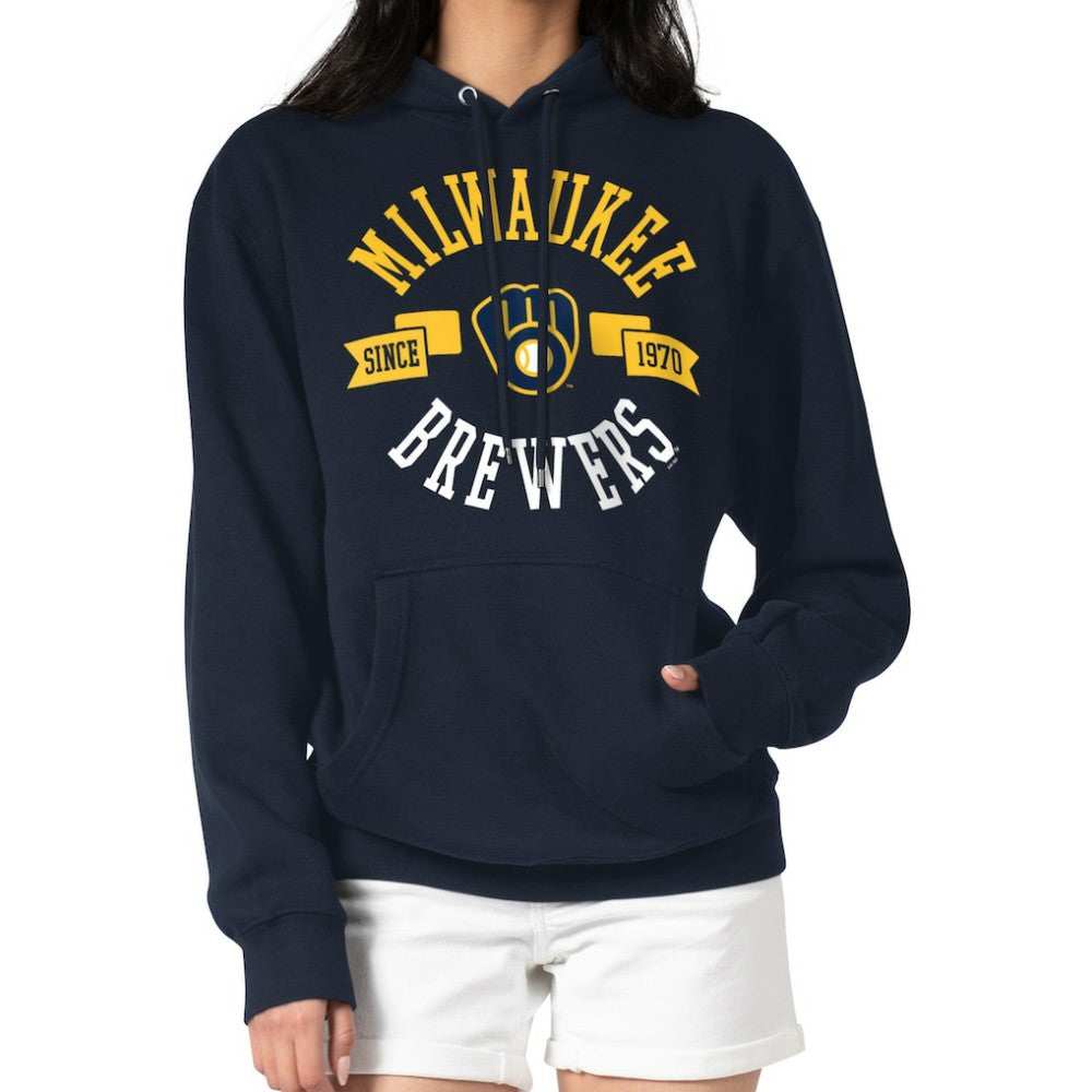 Milwaukee Brewers G-III 4Her by Carl Banks Women's City Graphic Pullover Hoodie Navy