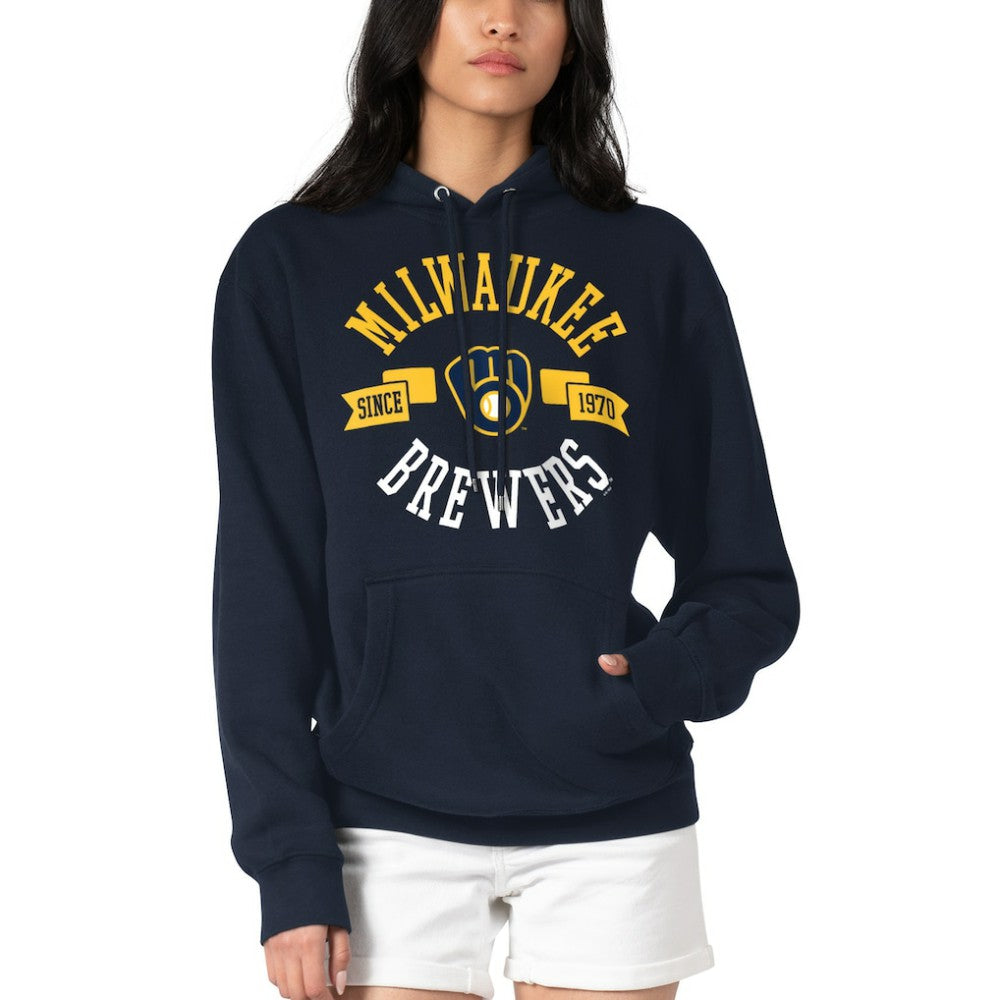 Milwaukee Brewers G-III 4Her by Carl Banks Women's City Graphic Pullover Hoodie Navy