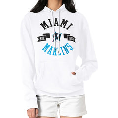 Miami Marlins G-III 4Her by Carl Banks Women's City Graphic Pullover Hoodie White