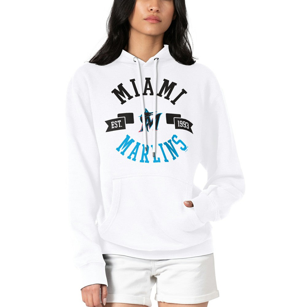 Miami Marlins G-III 4Her by Carl Banks Women's City Graphic Pullover Hoodie White