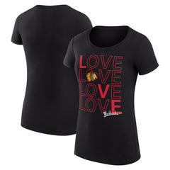 Chicago Blackhawks G-III 4Her by Carl Banks Women's Super-Slim Fit Lightweight Hockey Love T-Shirt Black