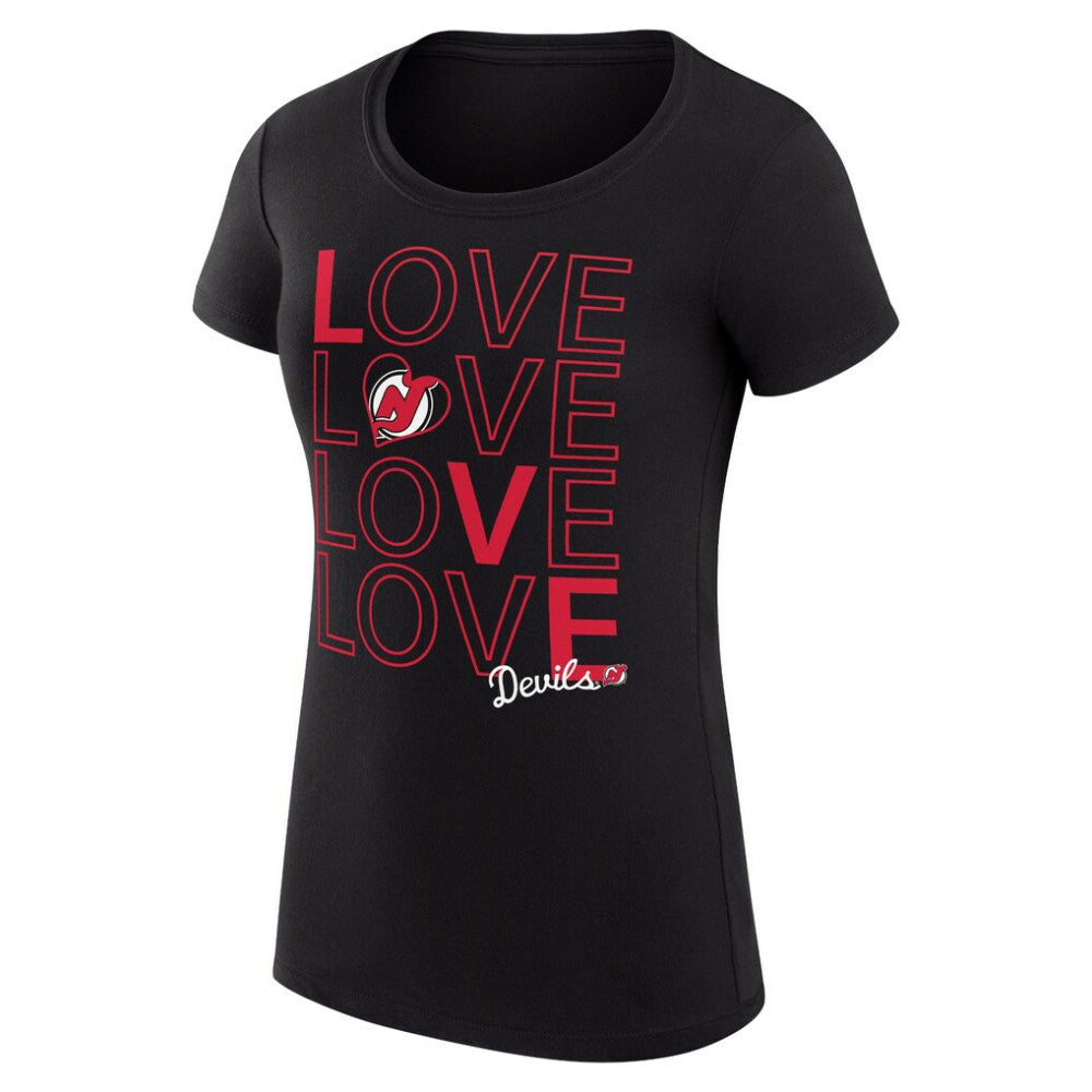 New Jersey Devils G-III 4Her by Carl Banks Women's Super-Slim Fit Lightweight Hockey Love T-Shirt Black