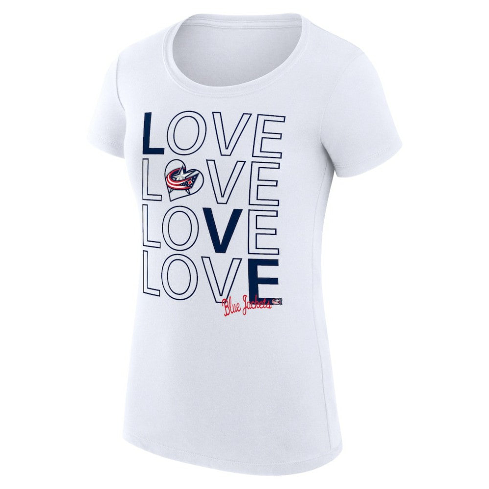 Columbus Blue Jackets G-III 4Her by Carl Banks Women's Super-Slim Fit Lightweight Hockey Love T-Shirt White