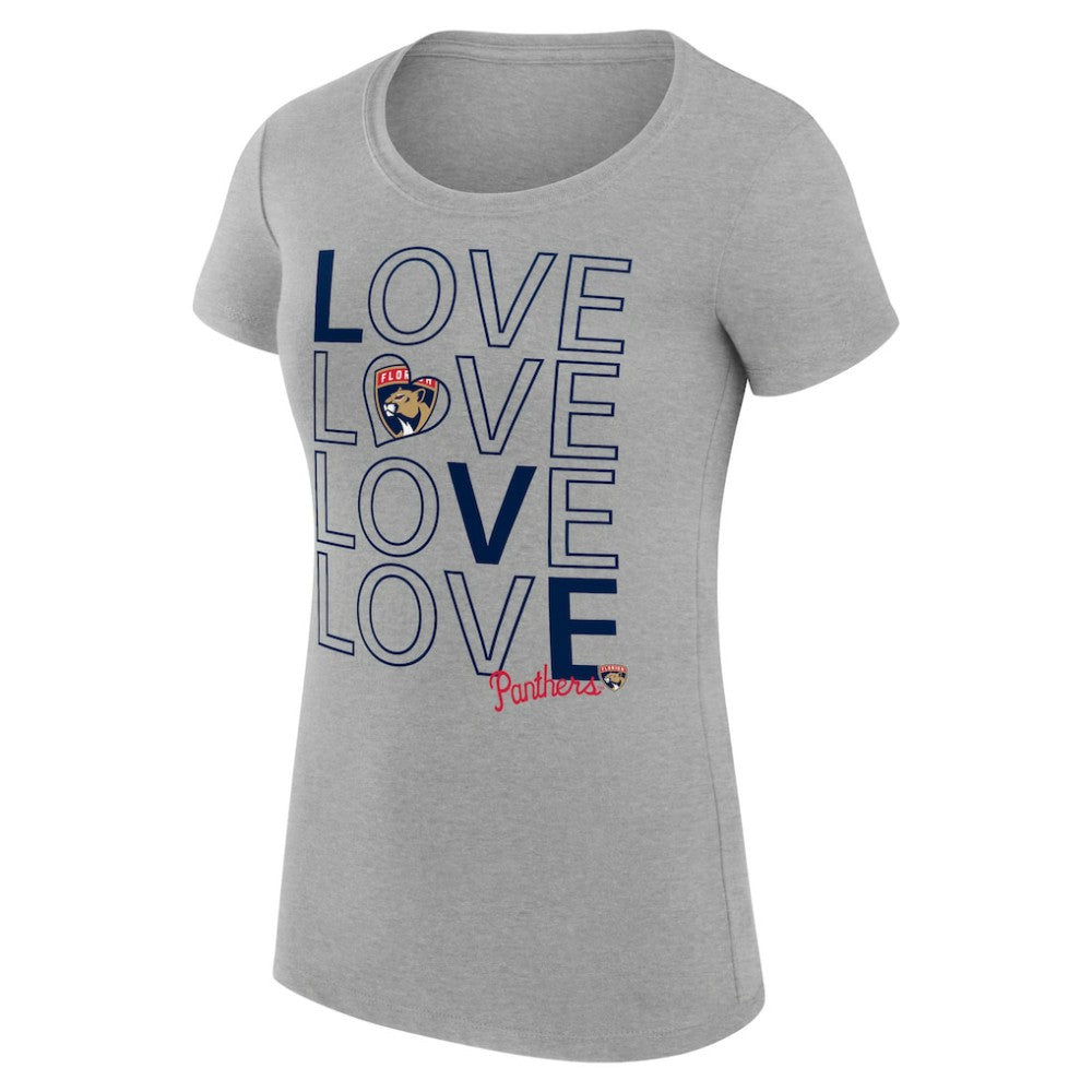 Florida Panthers G-III 4Her by Carl Banks Women's Super-Slim Fit Lightweight Hockey Love T-Shirt Heather Gray