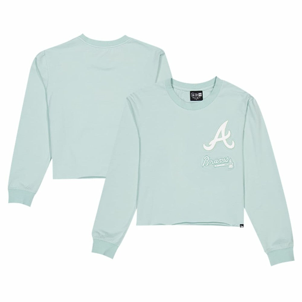 Atlanta Braves Women's Breeze Logo Select Cropped Long Sleeve T-Shirt Mint | New Era