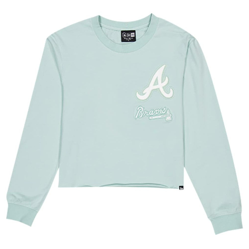 Atlanta Braves Women's Breeze Logo Select Cropped Long Sleeve T-Shirt Mint | New Era