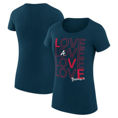 Atlanta Braves G-III 4Her by Carl Banks Women's Super-Slim Fit Lightweight Love Graphic Team T-Shirt Navy