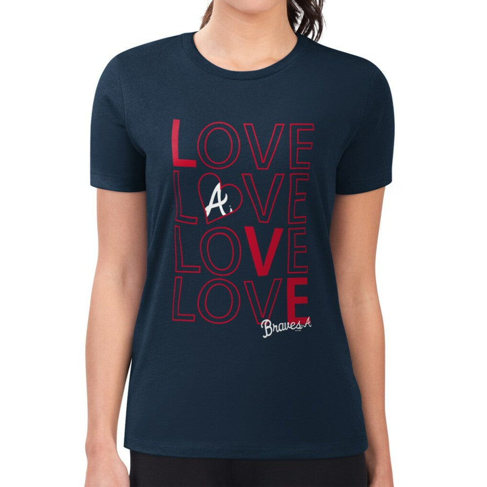 Atlanta Braves G-III 4Her by Carl Banks Women's Super-Slim Fit Lightweight Love Graphic Team T-Shirt Navy