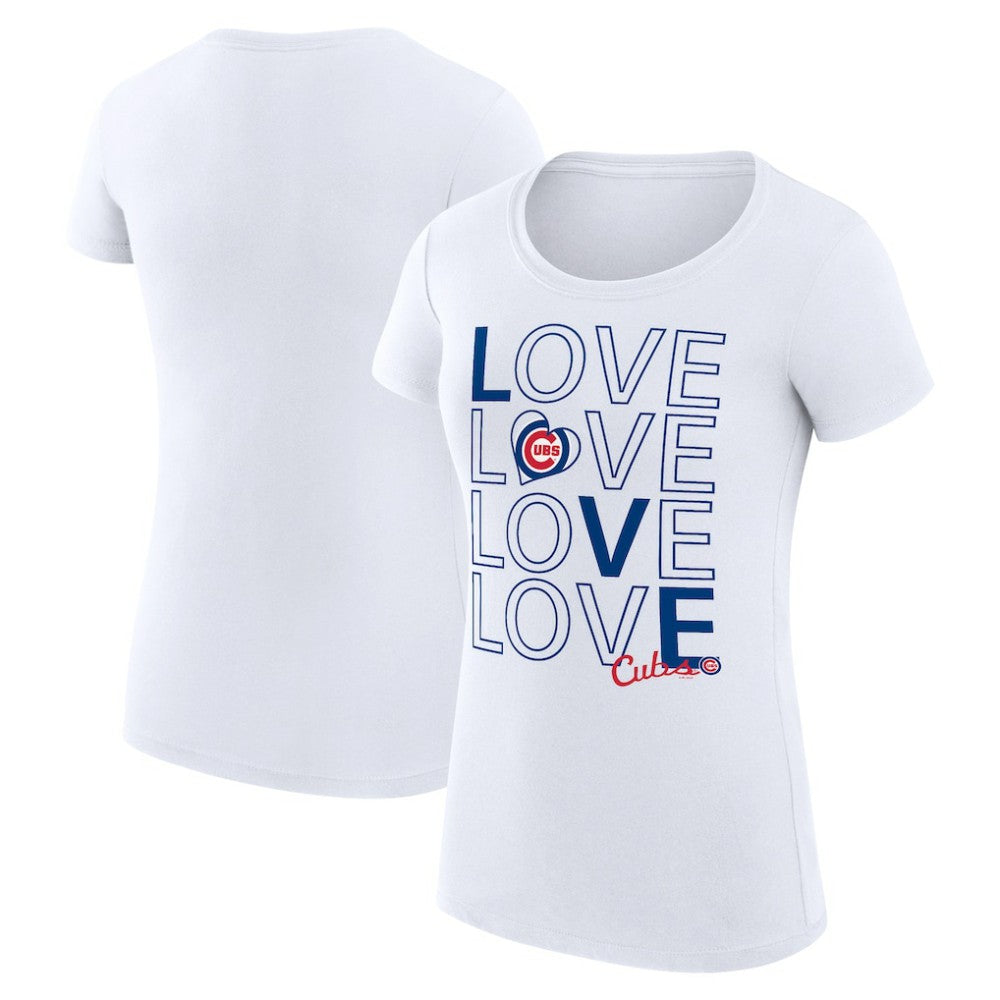 Chicago Cubs G-III 4Her by Carl Banks Women's Super-Slim Fit Lightweight Love Graphic Team T-Shirt White