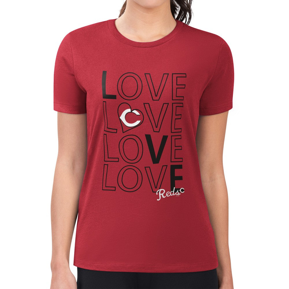 Cincinnati Reds G-III 4Her by Carl Banks Women's Super-Slim Fit Lightweight Love Graphic Team T-Shirt Red