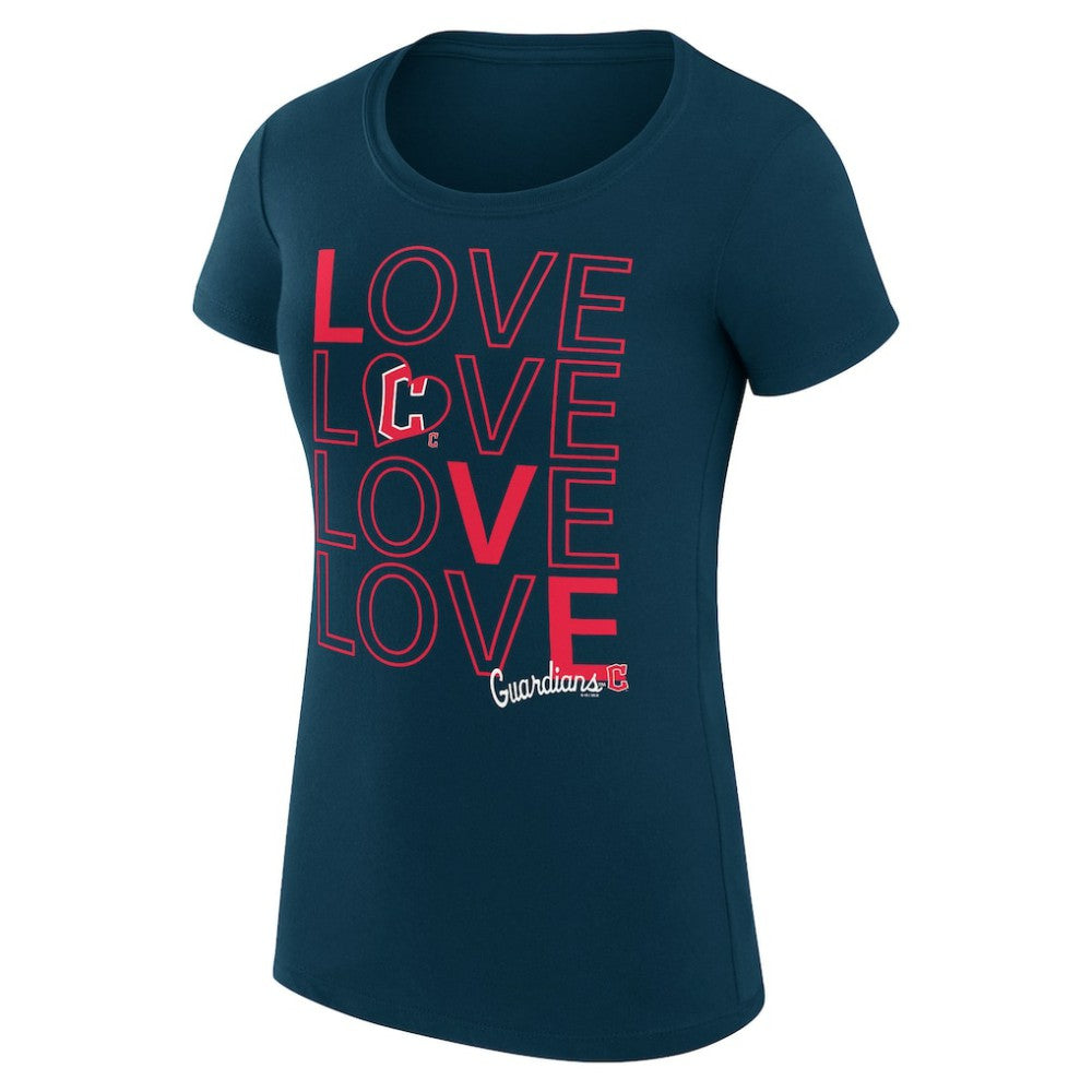 Cleveland Guardians G-III 4Her by Carl Banks Women's Super-Slim Fit Lightweight Love Graphic Team T-Shirt Navy