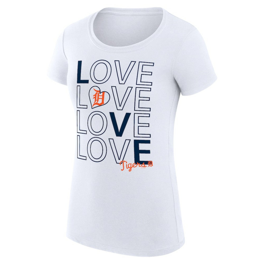 Detroit Tigers G-III 4Her by Carl Banks Women's Super-Slim Fit Lightweight Love Graphic Team T-Shirt White