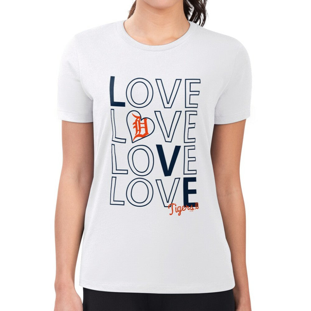 Detroit Tigers G-III 4Her by Carl Banks Women's Super-Slim Fit Lightweight Love Graphic Team T-Shirt White