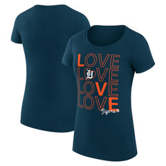 Detroit Tigers G-III 4Her by Carl Banks Women's Super-Slim Fit Lightweight Love Graphic Team T-Shirt Navy