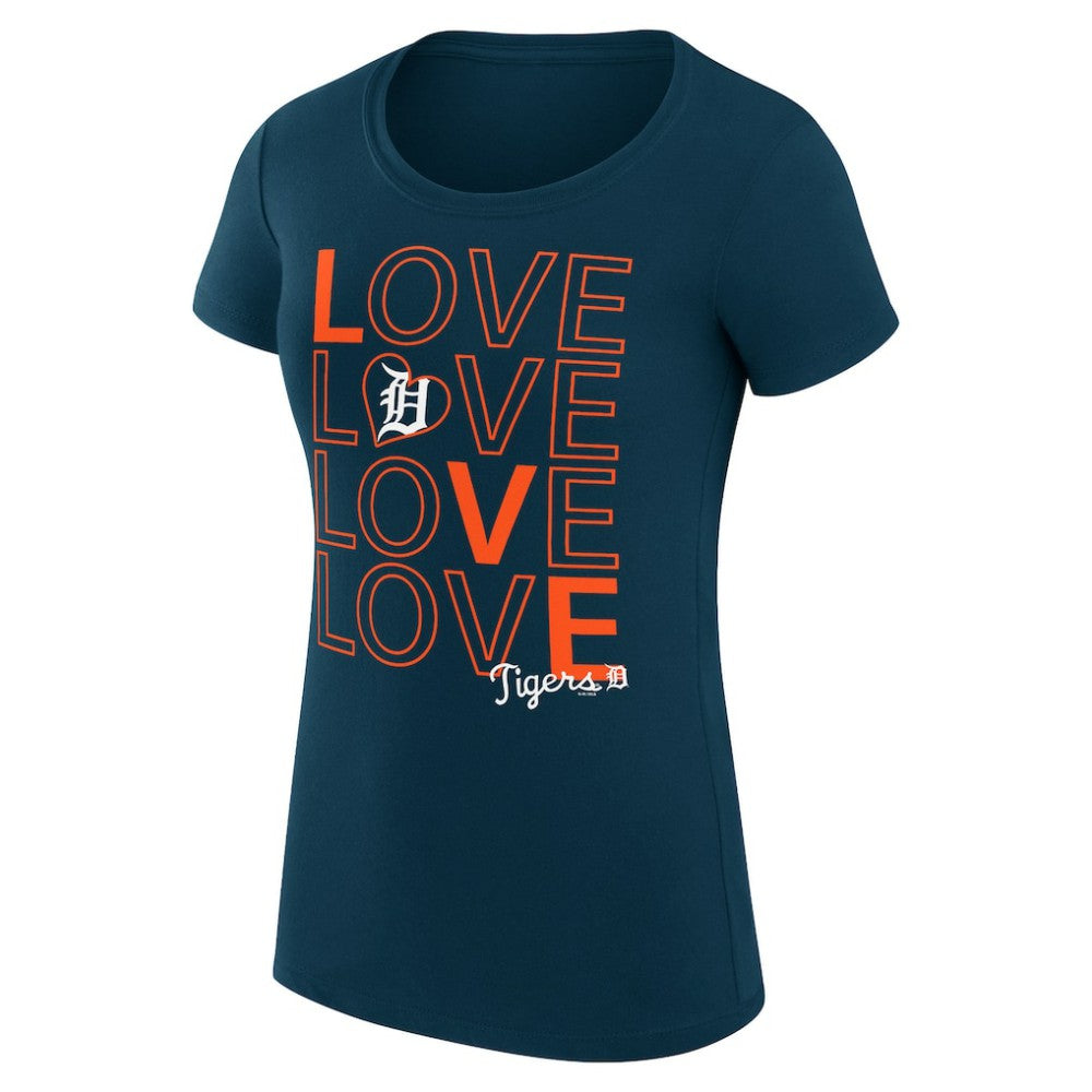 Detroit Tigers G-III 4Her by Carl Banks Women's Super-Slim Fit Lightweight Love Graphic Team T-Shirt Navy