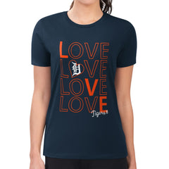 Detroit Tigers G-III 4Her by Carl Banks Women's Super-Slim Fit Lightweight Love Graphic Team T-Shirt Navy