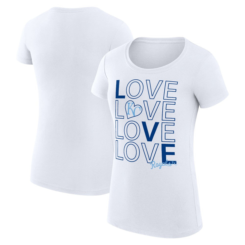 Kansas City Royals G-III 4Her by Carl Banks Women's Super-Slim Fit Lightweight Love Graphic Team T-Shirt White