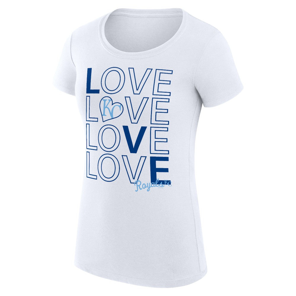 Kansas City Royals G-III 4Her by Carl Banks Women's Super-Slim Fit Lightweight Love Graphic Team T-Shirt White