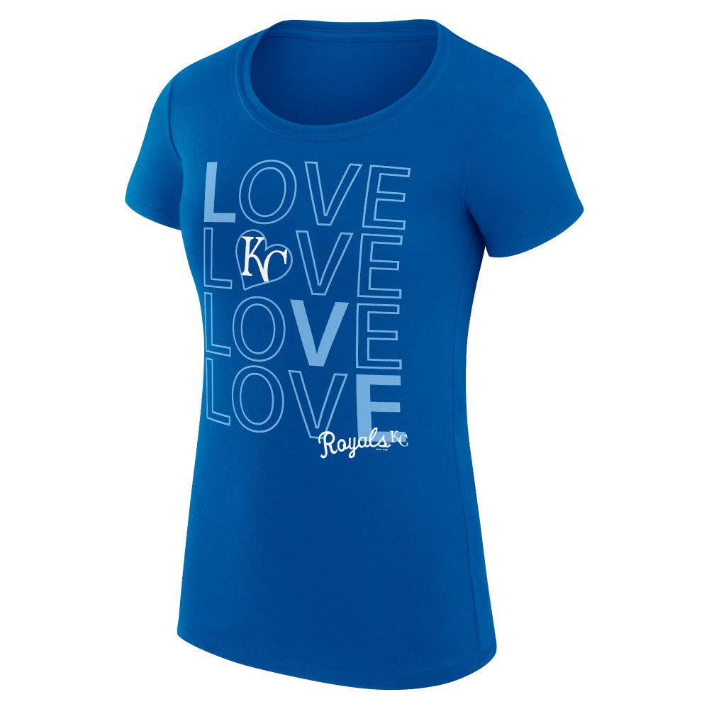 Kansas City Royals G-III 4Her by Carl Banks Women's Super-Slim Fit Lightweight Love Graphic Team T-Shirt Royal