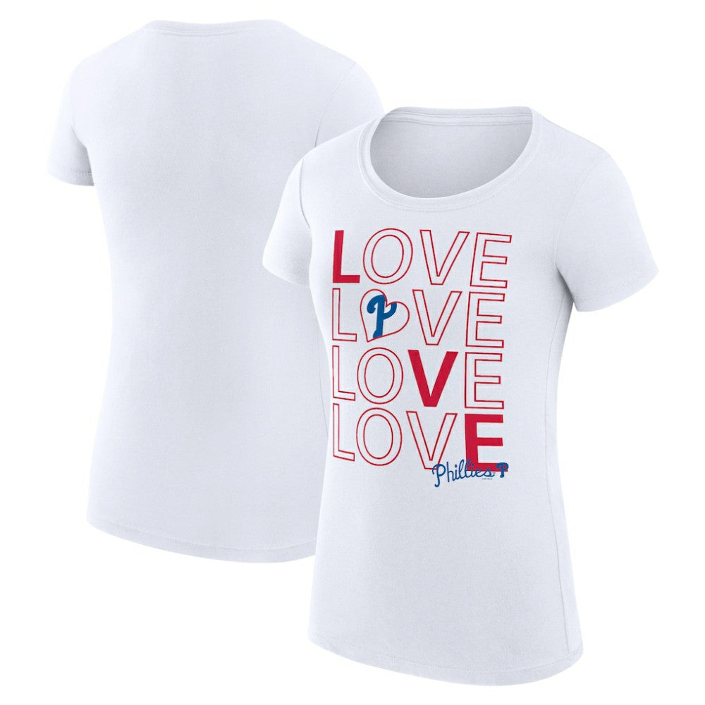 Philadelphia Phillies G-III 4Her by Carl Banks Women's Super-Slim Fit Lightweight Love Graphic Team T-Shirt White
