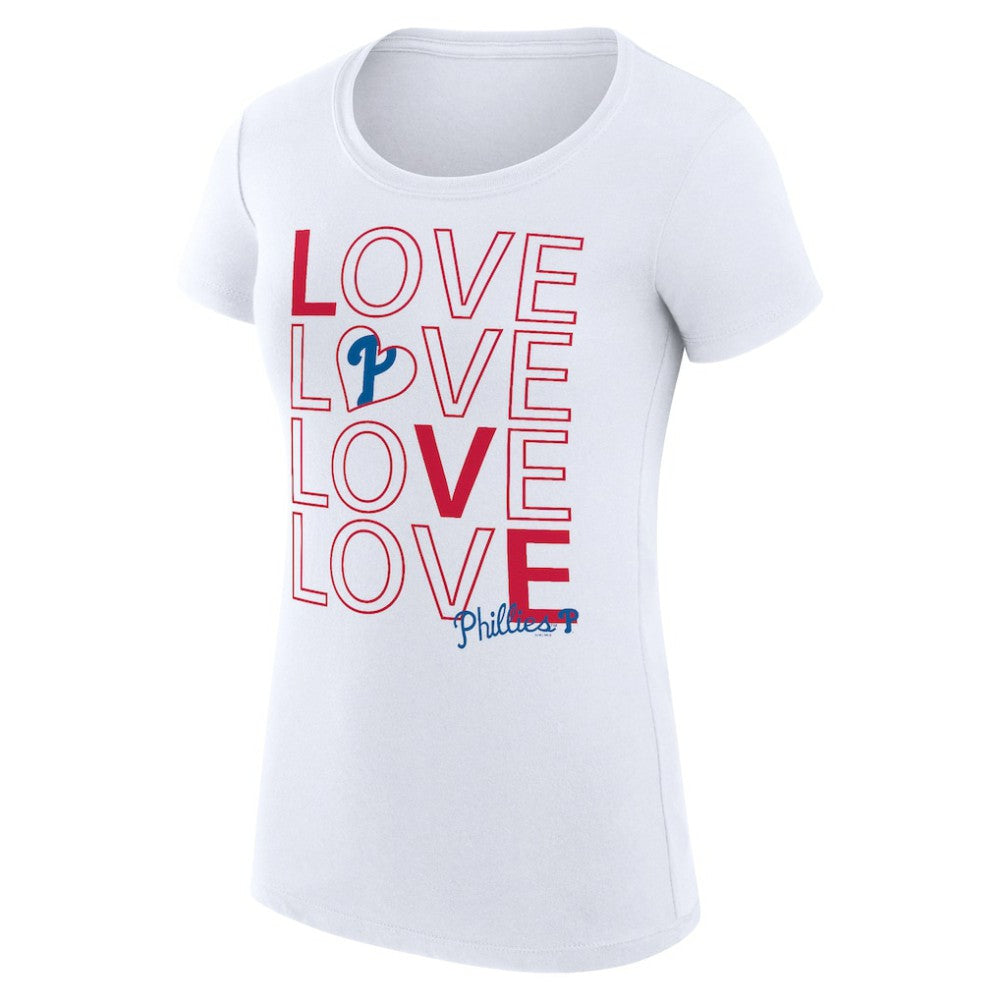 Philadelphia Phillies G-III 4Her by Carl Banks Women's Super-Slim Fit Lightweight Love Graphic Team T-Shirt White