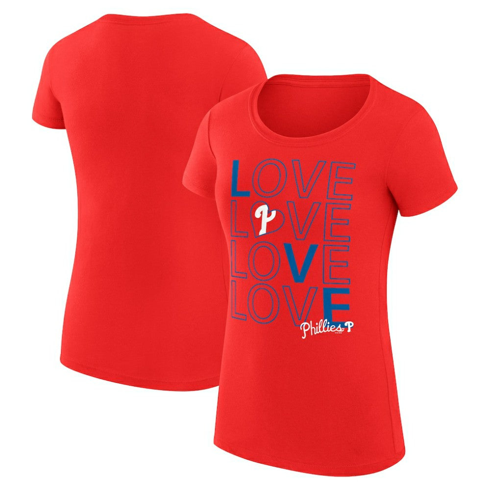 Philadelphia Phillies G-III 4Her by Carl Banks Women's Super-Slim Fit Lightweight Love Graphic Team T-Shirt Red