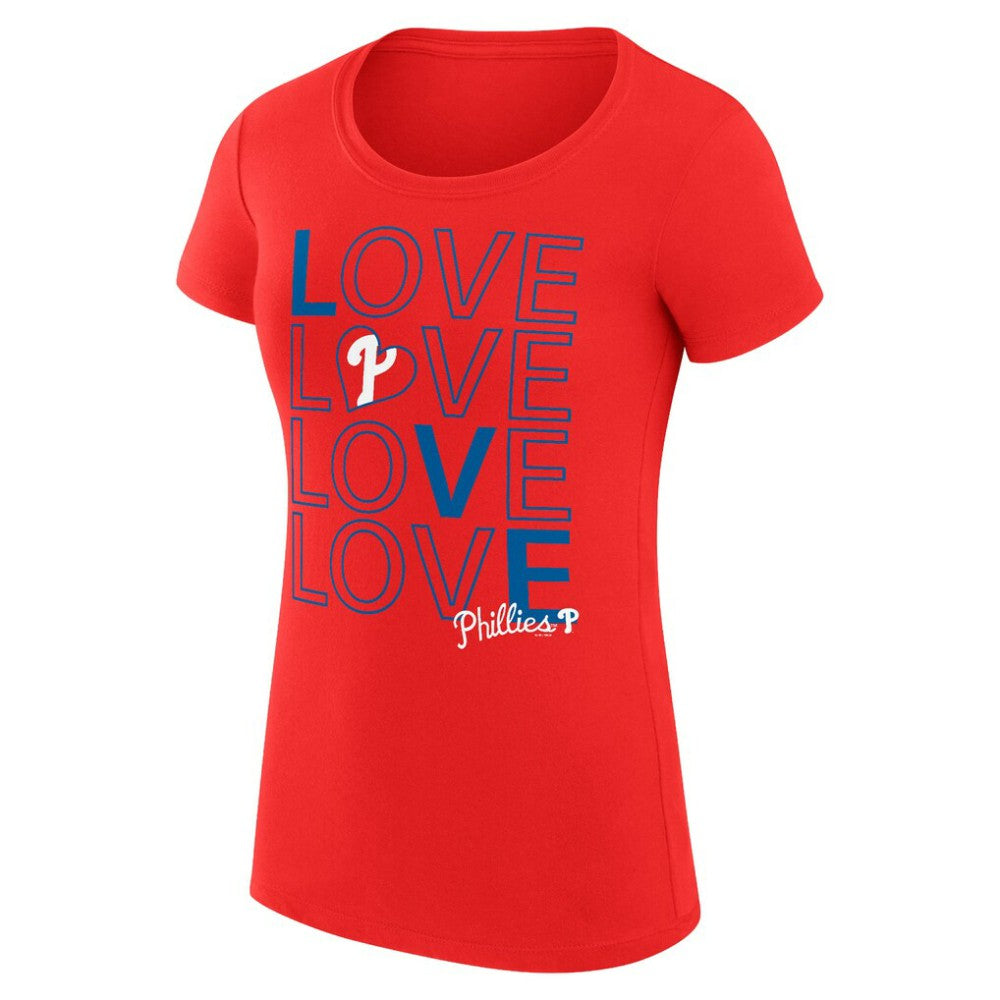 Philadelphia Phillies G-III 4Her by Carl Banks Women's Super-Slim Fit Lightweight Love Graphic Team T-Shirt Red