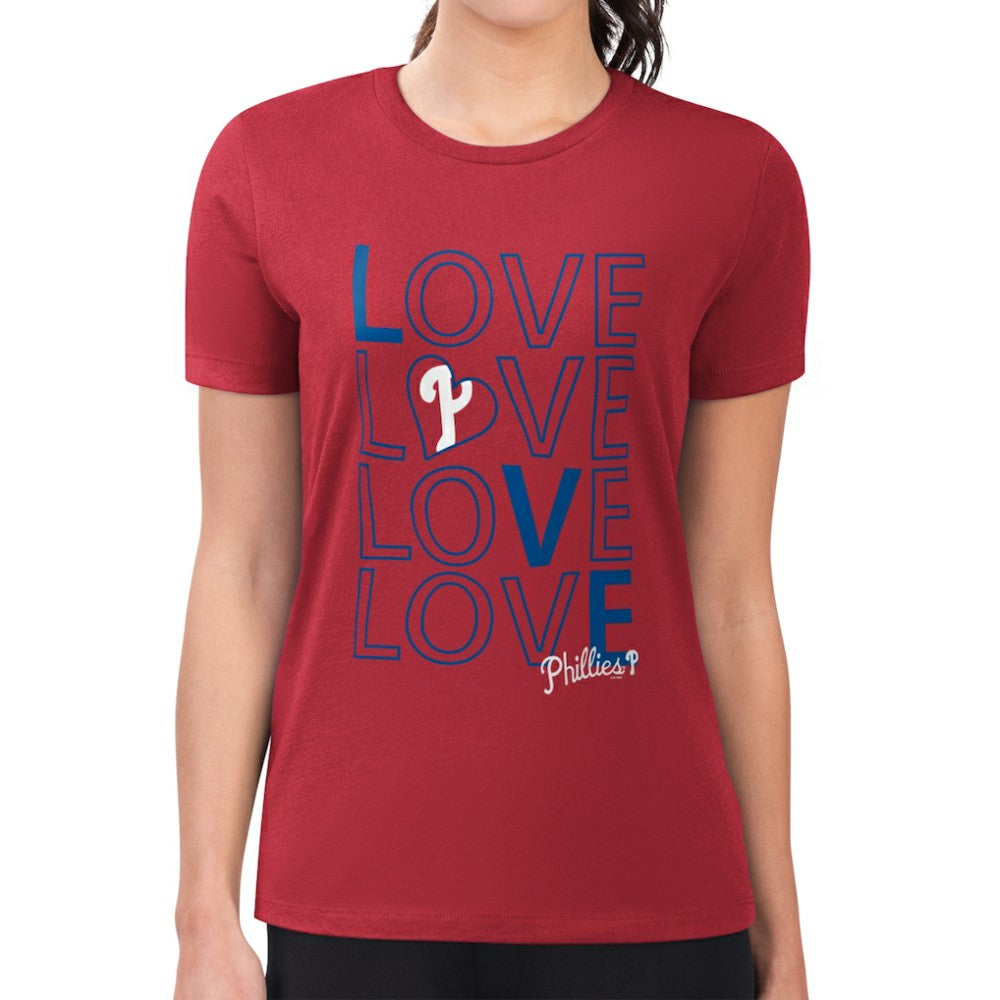 Philadelphia Phillies G-III 4Her by Carl Banks Women's Super-Slim Fit Lightweight Love Graphic Team T-Shirt Red